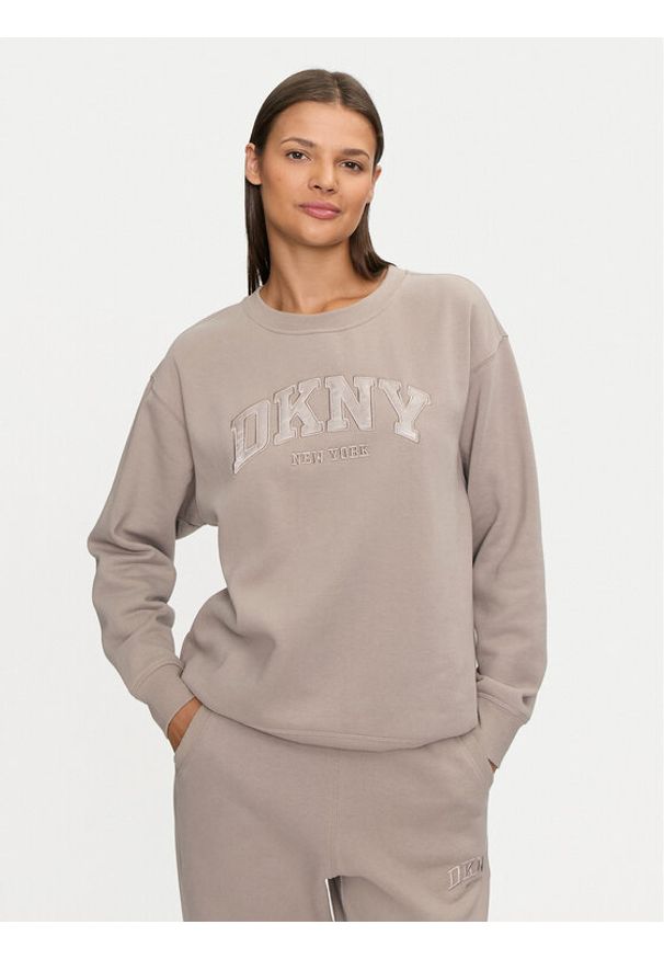 DKNY Sport Bluza DP4T9809 Beżowy Regular Fit. Kolor: beżowy. Materiał: syntetyk, bawełna. Styl: sportowy