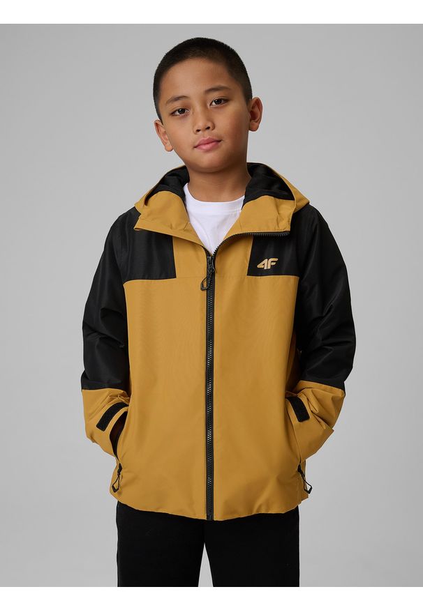4f - 4F Kurtka przejściowa membrana 5000 chłopięca - brązowa 164 (13-14 lat). Okazja: na co dzień. Kolor: brązowy. Sezon: lato. Styl: casual