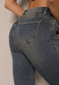 Renee - Granatowe Jeansy Typu Skinny z Bawełny High waist Pallione. Okazja: na co dzień. Stan: podwyższony. Kolor: niebieski. Wzór: aplikacja. Styl: klasyczny, casual #3