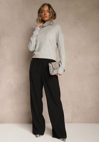 Renee - Szary Golf z Dodatkiem Kaszmiru z Przeszyciami po Bokach Avenella. Okazja: na spotkanie biznesowe. Typ kołnierza: golf. Kolor: szary. Materiał: kaszmir. Styl: biznesowy, klasyczny, elegancki #5