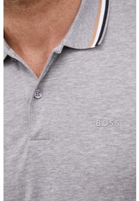 BOSS polo bawełniane 50469360 kolor szary gładki. Typ kołnierza: polo. Kolor: szary. Materiał: bawełna. Długość: krótkie. Wzór: gładki #3