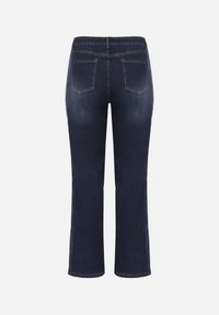 Born2be - Granatowe Ocieplane Jeansy o Szerokim Kroju z Bawełną i Wysokim Stanem Mevidia. Okazja: na co dzień. Stan: podwyższony. Kolor: niebieski. Styl: klasyczny, casual, elegancki #4