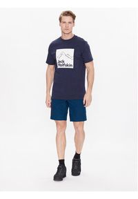 Jack Wolfskin T-Shirt Brand 1809021 Granatowy Regular Fit. Kolor: niebieski. Materiał: bawełna #5