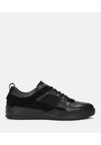 Kazar - Czarne sneakersy męskie. Kolor: czarny. Materiał: skóra, zamsz #1