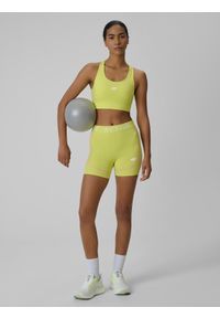 4f - 4F Legginsy krótkie treningowe damskie - żółte XL. Stan: podwyższony. Kolor: żółty. Materiał: materiał, skóra. Długość: krótkie. Sport: fitness #1