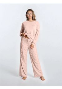 Sinsay - Piżama dwucześciowa z dzianiny french terry i spodniami w grochy - różowy. Kolor: różowy. Materiał: dzianina. Wzór: grochy #1