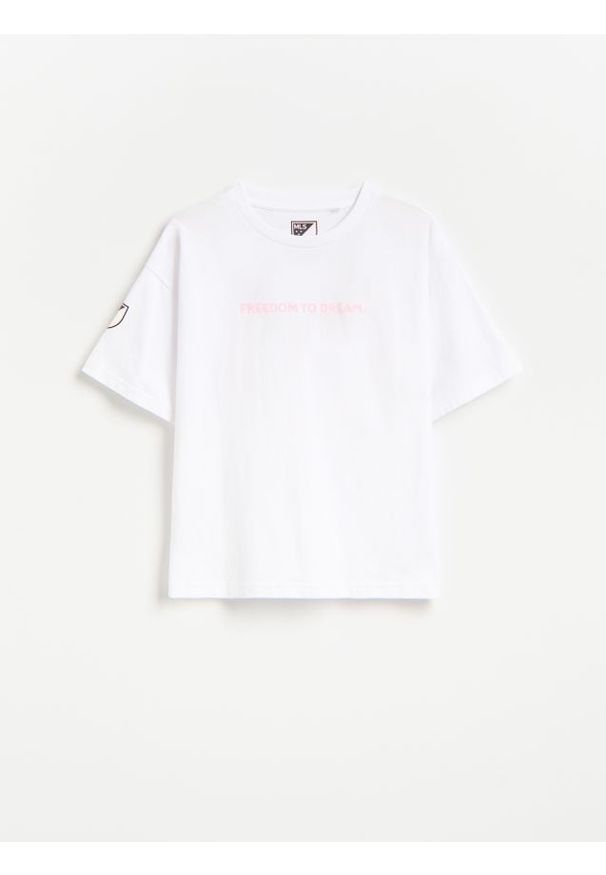 Reserved - T-shirt Inter Miami CF - złamana biel. Materiał: bawełna