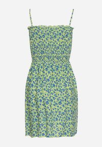 Born2be - Jasnozielona Sukienka Bawełniana na Ramiączkach z Gumką w Pasie Tessaray. Okazja: na co dzień. Typ kołnierza: dekolt kwadratowy. Kolor: zielony. Materiał: bawełna. Długość rękawa: na ramiączkach. Sezon: lato. Styl: casual, elegancki, wizytowy #3