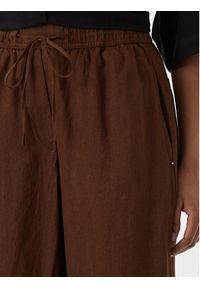 TOMMY HILFIGER - Tommy Hilfiger Spodnie materiałowe WW0WW48970 Brązowy ciemny Wide Leg. Kolor: brązowy. Materiał: len #3