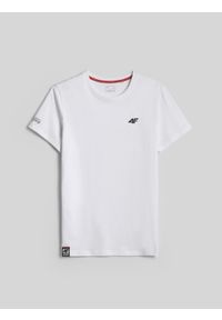 4f - 4F T-shirt regular z nadrukiem męski - biały XXL. Okazja: na co dzień, do pracy. Kolor: biały. Materiał: bawełna, materiał, jeans, dzianina. Wzór: nadruk. Styl: casual, klasyczny #1