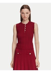 Guess Bluzka W6YR24 Z0970 Bordowy Slim Fit. Kolor: czerwony. Materiał: syntetyk #1