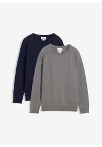 bonprix - Cienki sweter z czystej bawełny (2 szt.). Kolor: szary. Materiał: bawełna #1