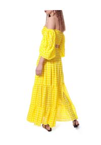 AGGI - Żółta spódnica w kratkę Lola. Kolor: żółty. Materiał: tkanina, jedwab, wiskoza. Wzór: kratka #6