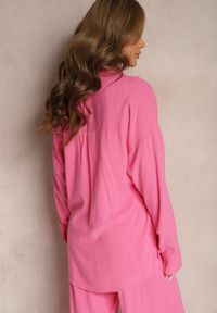Renee - Ciemnoróżowa Klasyczna Koszula z Wiskozy i Lnu Vistar. Kolor: różowy. Materiał: len, wiskoza. Styl: klasyczny #3