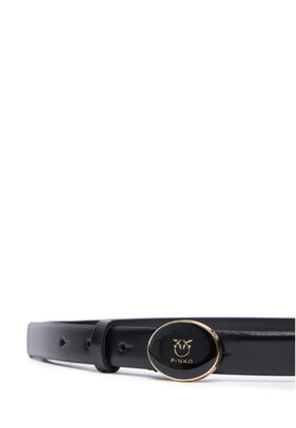Pinko - PINKO Pasek Damski Round Enamel H2 Belt 20252 PLT01 105466.A2QL Czarny. Kolor: czarny. Materiał: skóra
