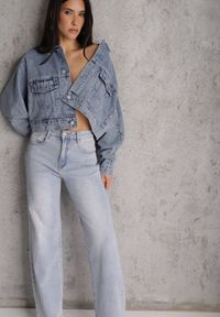 Renee - Jasnoniebieskie Jeansy Straight Leg High Waist z Bawełną Erivera. Stan: podwyższony. Kolor: niebieski. Wzór: gładki. Styl: klasyczny #1