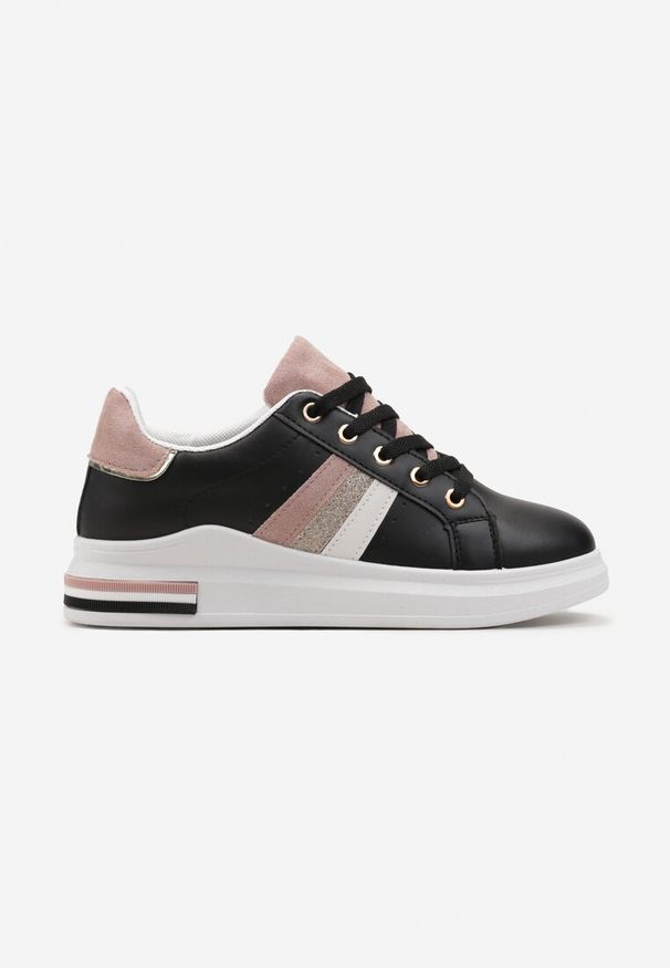 Born2be - Czarne Sneakersy z Przeszyciami Lisene. Kolor: czarny