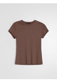 Sinsay - Gładka koszulka basic - brązowy. Kolor: brązowy. Wzór: gładki