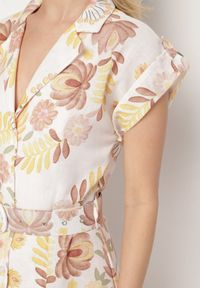 Born2be - Żółta Sukienka z Wiskozą o Koszulowym Kroju z Paskiem z Klamrą Nitasiela. Okazja: na co dzień. Typ kołnierza: dekolt w kształcie V. Kolor: żółty. Materiał: wiskoza. Długość rękawa: krótki rękaw. Typ sukienki: koszulowe. Styl: casual, klasyczny #7