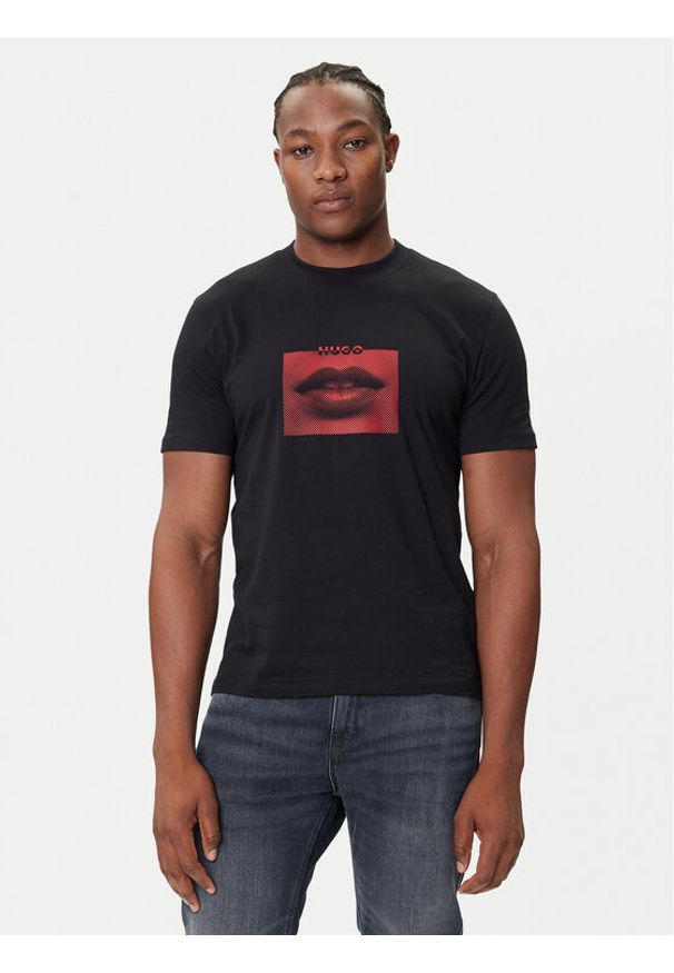Hugo - HUGO T-Shirt Deterni 50544496 Czarny Regular Fit. Kolor: czarny. Materiał: bawełna