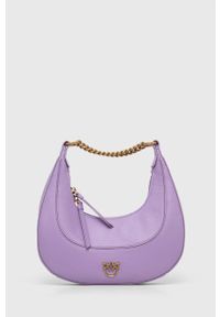 Pinko torebka skórzana kolor fioletowy. Kolor: fioletowy. Materiał: skórzane #4