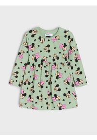 Sinsay - Sukienka dresowa ze wzorem Minnie Mouse - zielony. Kolor: zielony. Materiał: dresówka. Wzór: motyw z bajki