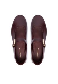 TOMMY HILFIGER - Tommy Hilfiger Baleriny Buckle Leather Ballerina FW0FW09684 Brązowy. Kolor: brązowy. Materiał: skóra #5