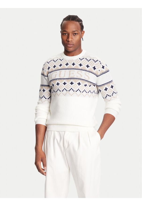 Guess Sweter M5BR61 Z4142 Écru Regular Fit. Materiał: syntetyk