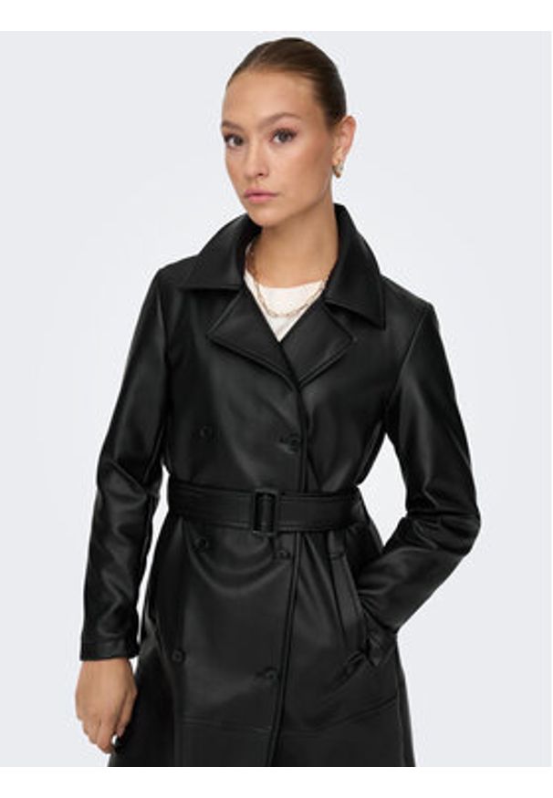 JDY Trencz 15302152 Czarny Regular Fit. Kolor: czarny. Materiał: skóra
