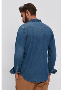 Guess - Koszula bawełniana jeansowa. Typ kołnierza: kołnierzyk klasyczny. Kolor: niebieski. Materiał: bawełna, jeans. Długość rękawa: długi rękaw. Długość: długie. Wzór: gładki. Styl: klasyczny #3