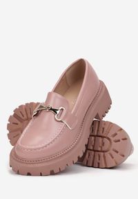 Renee - Różowe Mokasyny na Grubej Podeszwie z Klamerką Ahdiye. Nosek buta: okrągły. Kolor: różowy. Szerokość cholewki: normalna