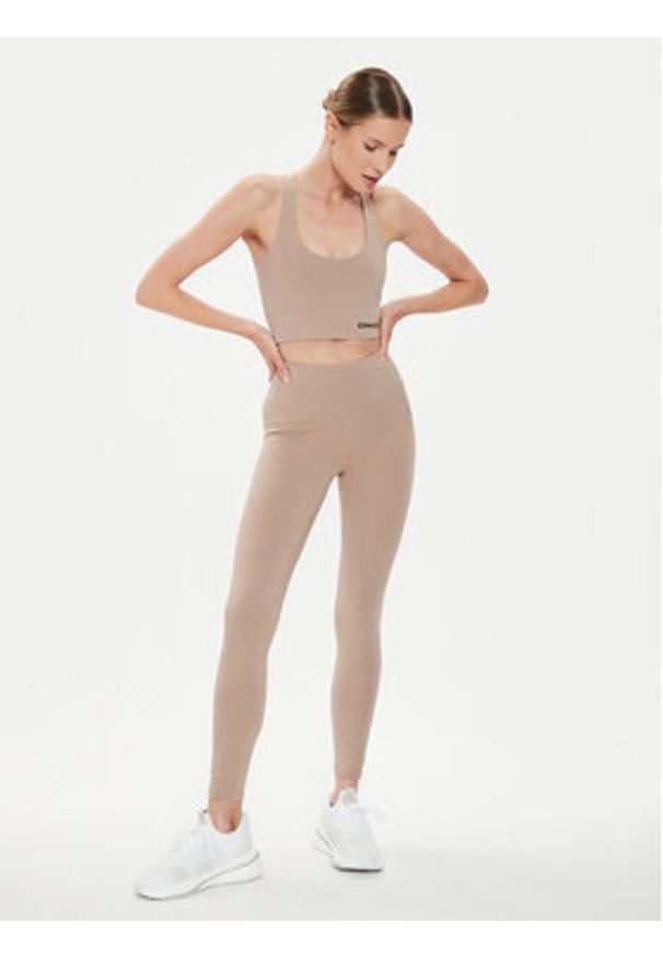 Converse Legginsy W Wordmark Legging 10024544-A10 Beżowy Skinny Fit. Kolor: beżowy. Materiał: bawełna