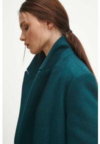 medicine - Medicine płaszcz z domieszką wełny kolor zielony przejściowy dwurzędowy. Kolor: zielony. Materiał: wełna. Wzór: aplikacja. Styl: klasyczny #7