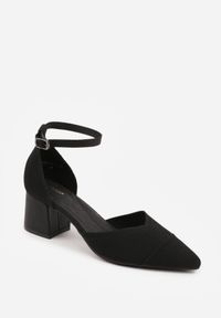 Born2be - Czarne Strukturalne Czółenka VICES na Słupku z Paskiem wokół Kostki Kallimei. Okazja: na co dzień, na spotkanie biznesowe. Zapięcie: pasek. Kolor: czarny. Materiał: jeans. Obcas: na słupku. Styl: casual, biznesowy, elegancki #7