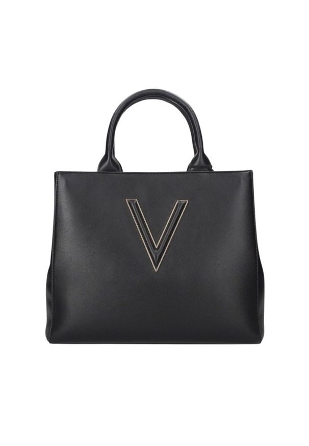 Valentino by Mario Valentino - VALENTINO Czarna torebka Coney Shopping. Kolor: czarny. Wzór: paski. Styl: klasyczny