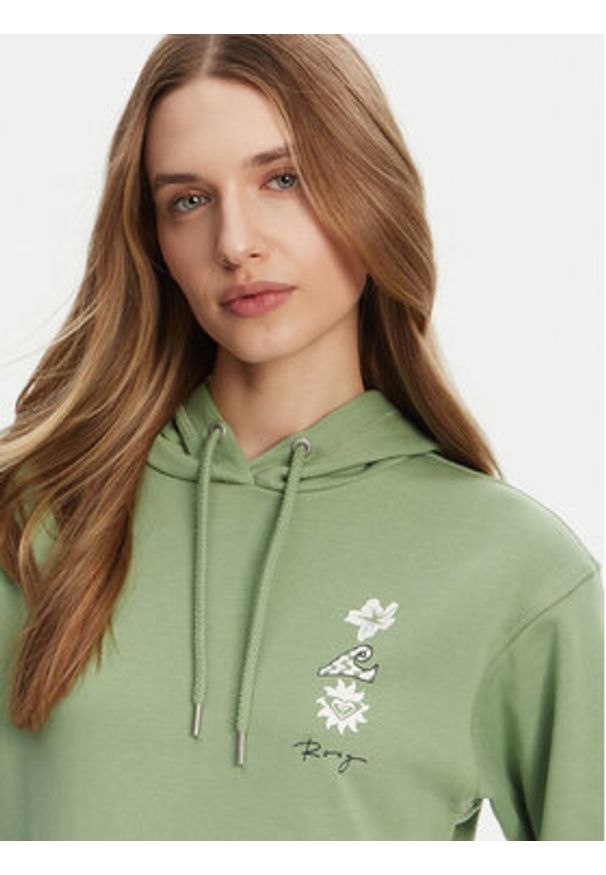 Roxy Bluza ERJFT04952 Zielony Regular Fit. Kolor: zielony. Materiał: bawełna