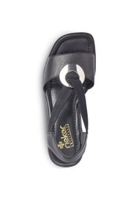 Sandały skórzane damskie na gumki czarne Rieker 62662-01. Kolor: czarny. Materiał: skóra