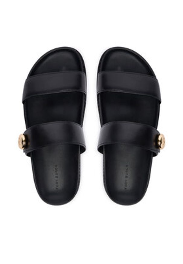 Tory Burch Klapki Romy Sport 183278 Czarny. Kolor: czarny. Materiał: skóra. Styl: sportowy