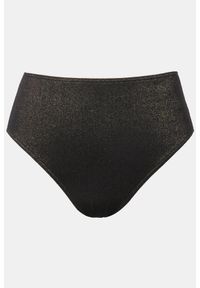 ULLA POPKEN - Damskie Figi od bikini wysoki stan efekt brokatu. Stan: podwyższony. Kolekcja: plus size. Kolor: czarny. Materiał: poliester, materiał, poliamid, włókno, elastan