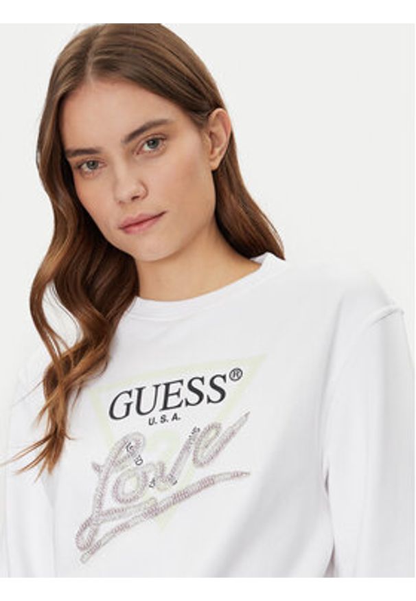 Guess Bluza W5GQ05 KB683 Biały Reglan Fit. Kolor: biały. Materiał: bawełna