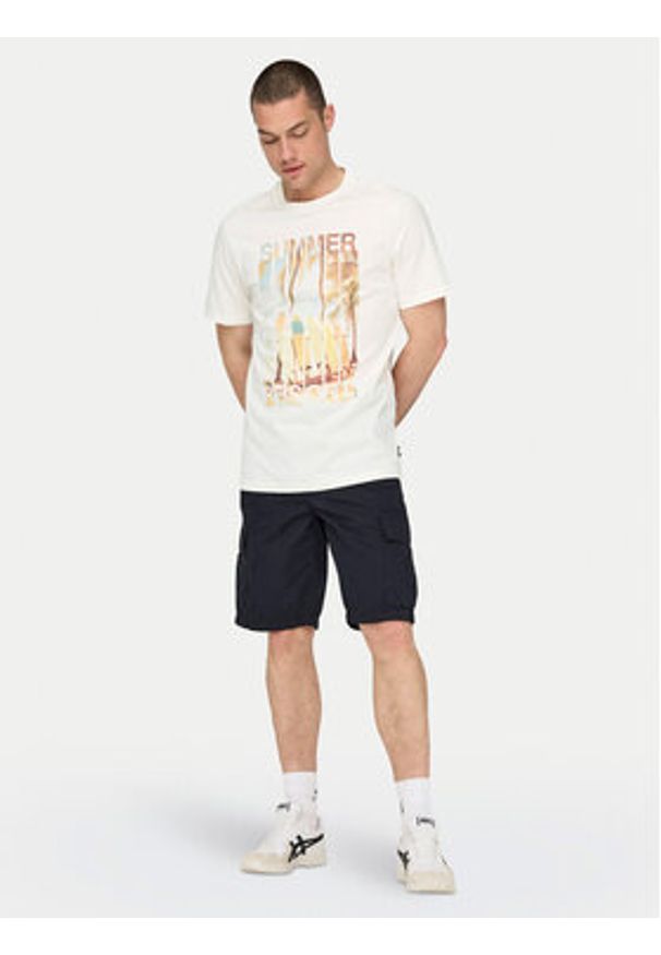 Only & Sons T-Shirt Magdy 22029454 Biały Regular Fit. Kolor: biały. Materiał: bawełna