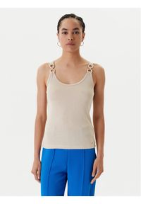 Morgan Top 251-DIDONI Beżowy Slim Fit. Kolor: beżowy. Materiał: wiskoza