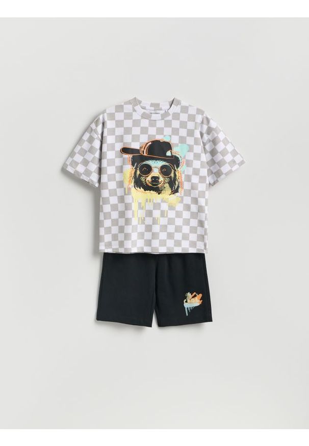 Reserved - Bawełniany komplet - jasnoszary. Kolor: szary. Materiał: bawełna