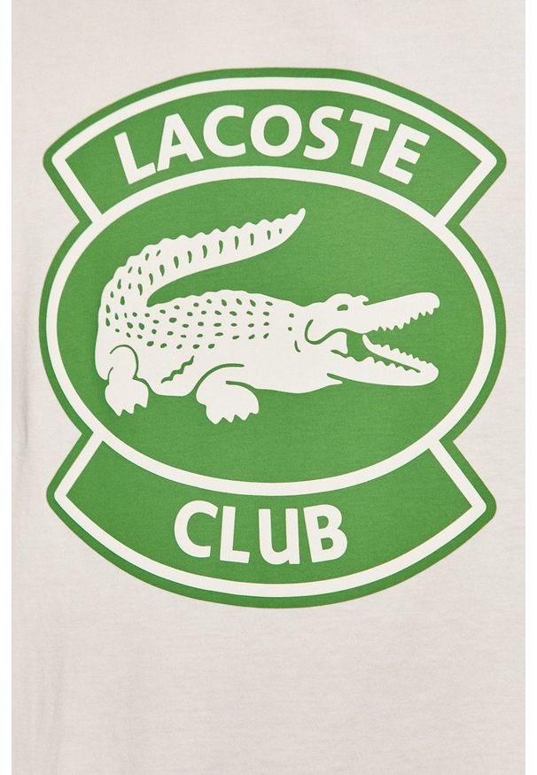 Lacoste - T-shirt. Okazja: na co dzień. Kolor: biały. Wzór: nadruk. Styl: casual