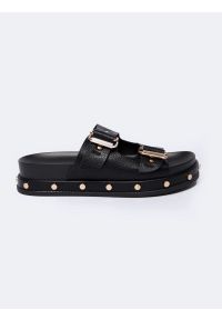 Big-Star - Klapki damskie na podwyższonej podeszwie czarne NN274082 906. Kolor: czarny. Materiał: jeans, skóra, syntetyk. Styl: klasyczny, elegancki, rockowy #9