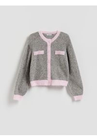 Reserved - Kardigan z kontrastową lamówką - wielobarwny. Materiał: dzianina #1