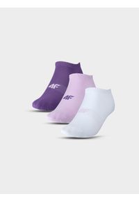 4f - Skarpety casual przed kostkę (3-pack) damskie - multikolor. Kolor: wielokolorowy. Materiał: włókno, materiał, poliamid, bawełna