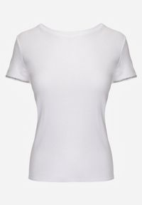 Renee - Biały T-shirt z Bawełny Ozdobiony Cyrkoniami Kallochis. Kolor: biały. Materiał: bawełna. Wzór: aplikacja #4