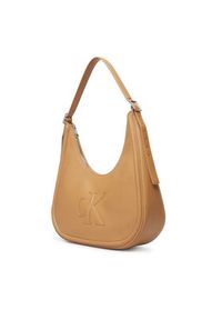 Calvin Klein Torebka Bold Ck Crescent LV04F3427G Beżowy. Kolor: beżowy. Materiał: skórzane #5