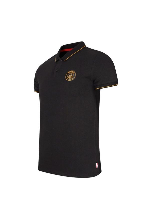 PSG polo męskie. Typ kołnierza: polo. Kolor: czarny